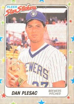 1988 Fleer Sticker Baseball Cards        039      Dan Plesac